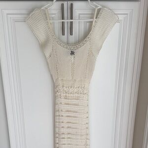 ABS Allen Schwartz Cream Backless Knit Dress
